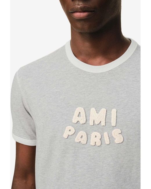 AMI White Logo Patch Boxy T-Shirt for men