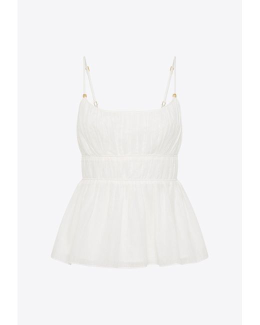 Aje. Blue Acapella Ruched Sleeveless Top