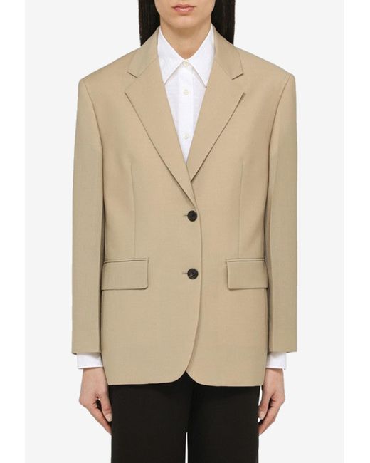Prada Natural Single-Breasted Wool And Mohair Blazer