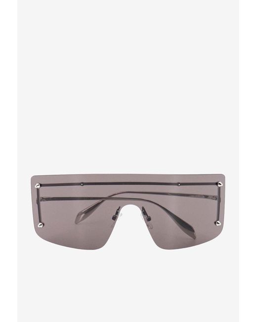 Alexander McQueen Gray Rimless Mask Sunglasses