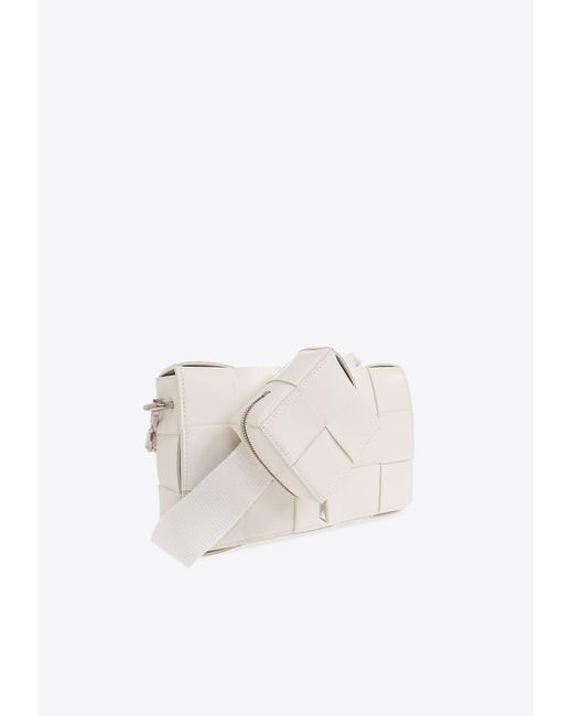 Bottega Veneta White Medium Cassette Intrecciato Shoulder Bag for men