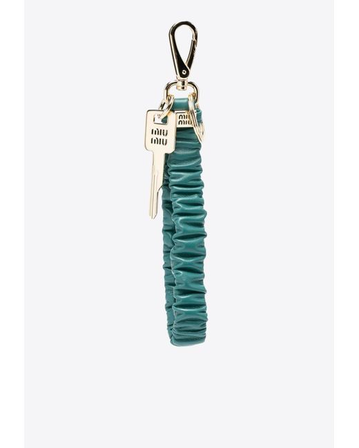 Miu Miu Blue Quilted Effect Leather Key Ring