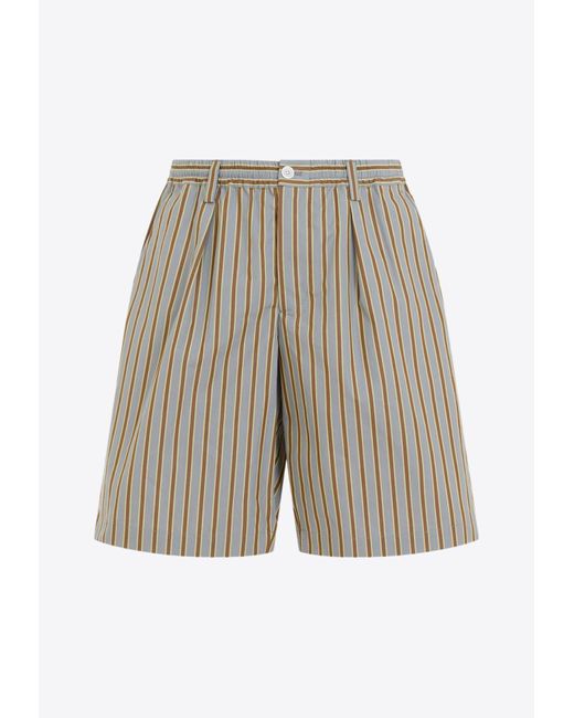 Marni White Striped Bermuda Shorts for men