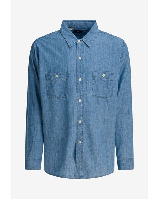 Levi's Blue Denim Buttoned Shirt for men