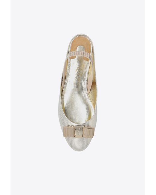 Ferragamo White Varina Slingback Flats