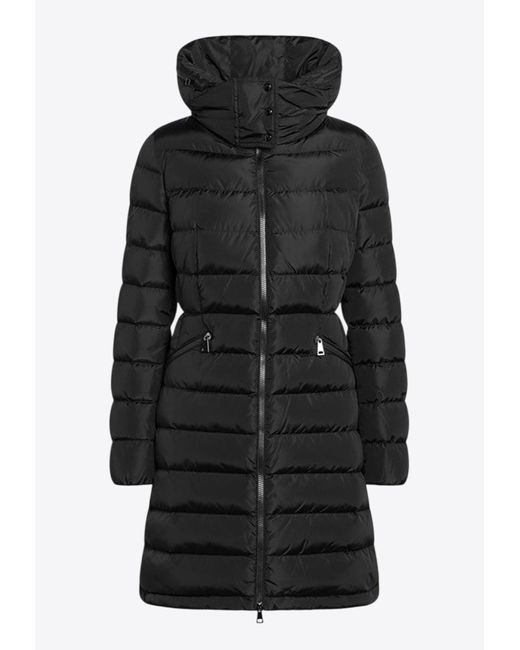 Moncler Flammette Quilted Long Parka in Black Lyst