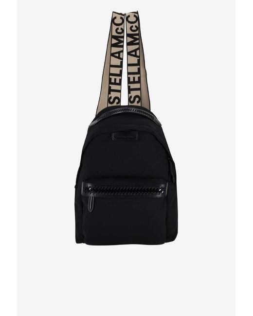 Stella McCartney Black Logo Strap Backpack