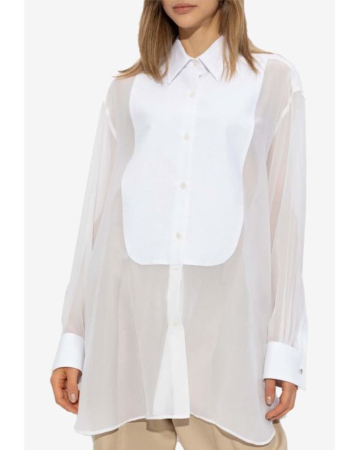 Stella McCartney White S-Wave Long-Sleeved Chiffon Shirt