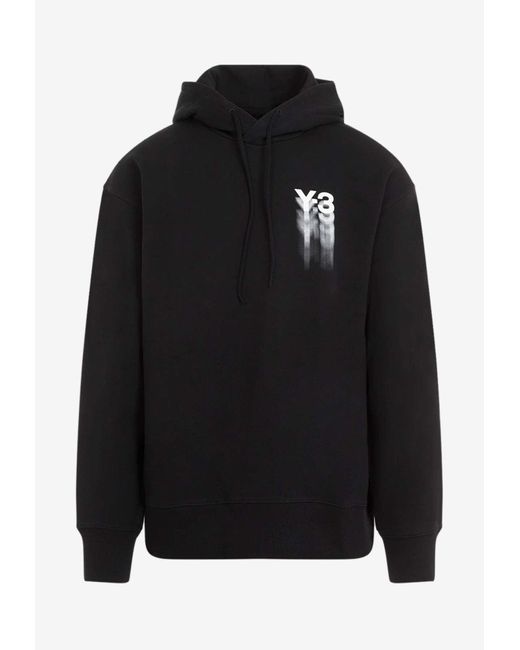 Y-3 Black Faded Logo Hooded Sweatshirt for men