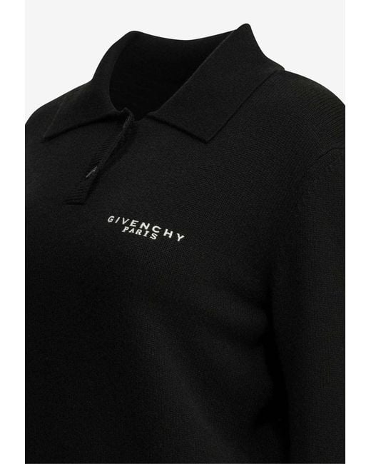 Givenchy Black Logo Wool-Blend Polo Sweater