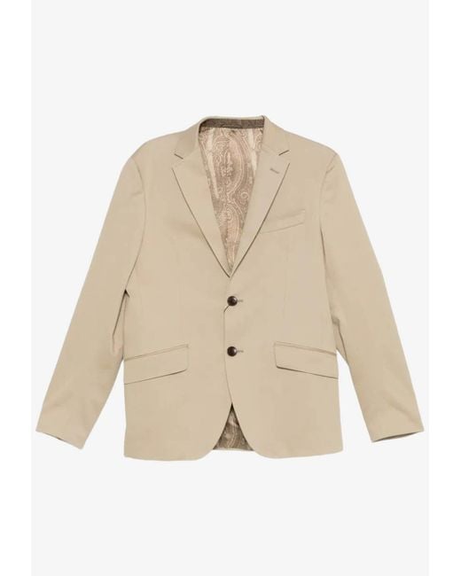 Etro Natural Single-Breasted Buttoned Blazer for men
