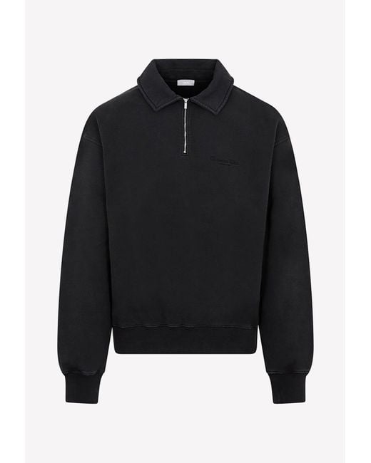 Dior Black Logo Embroidered Half-Zip Sweatshirt for men