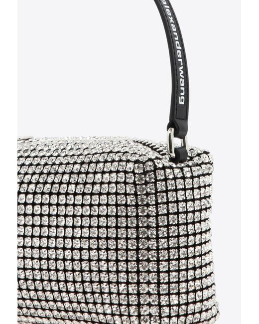 Alexander Wang White Medium Heiress Crystal Mesh Handbag
