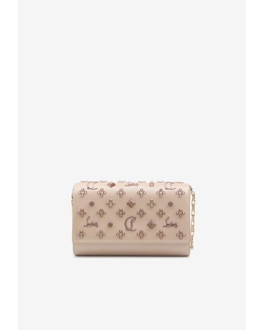 Christian Louboutin Natural Paloma Embellished Leather Clutch Bag