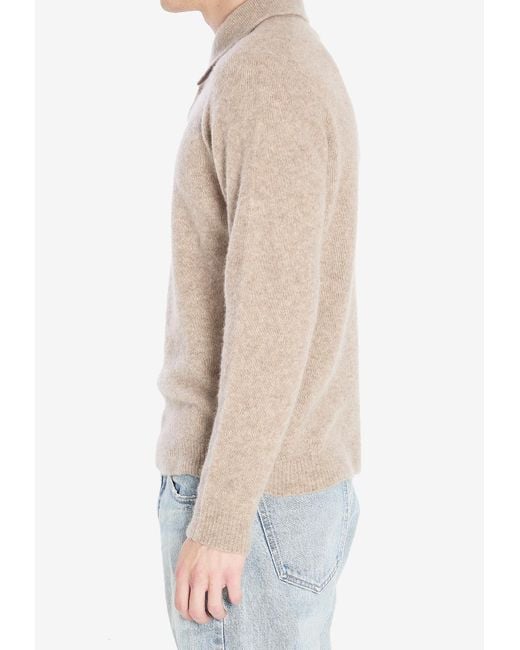 Roberto Collina Blue Essential Long-Sleeved Polo T-Shirt for men