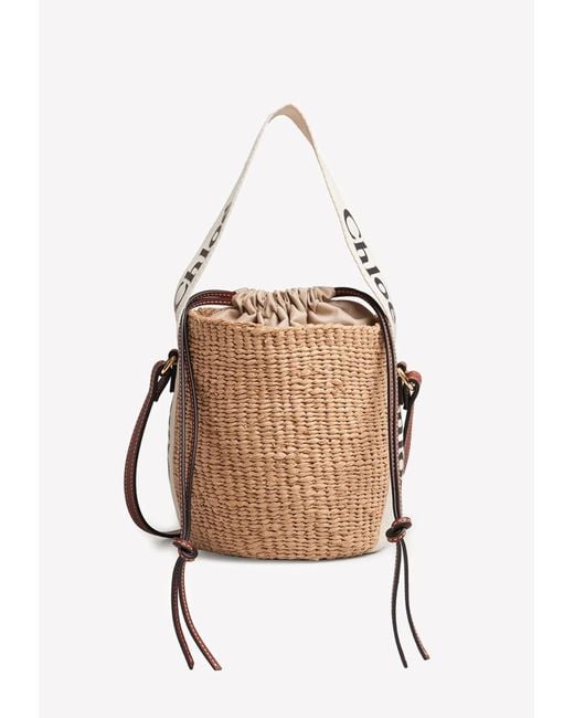 Chloé White Small Woody Basket Bucket Bag