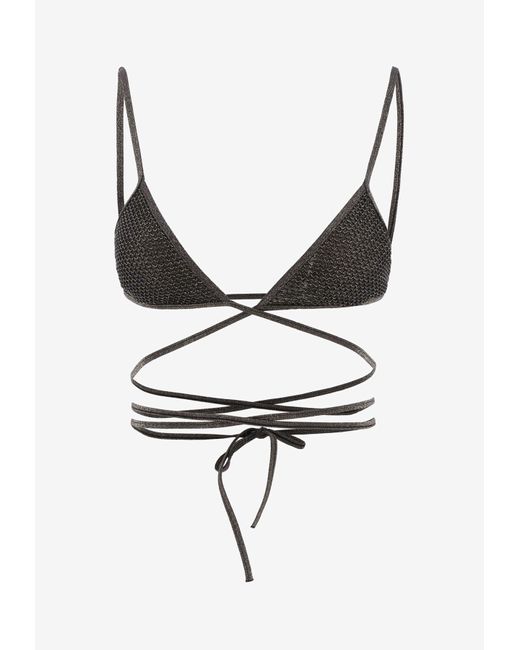 Palm Angels Black Criss Cross Lurex Bikini Top