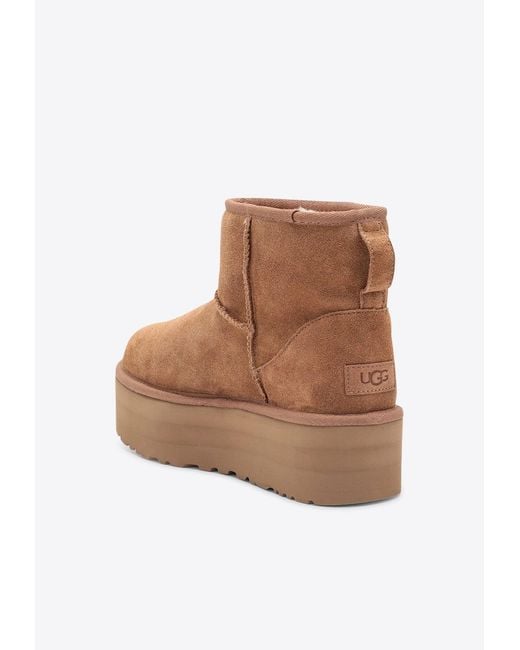 Ugg Brown Classic Mini Platform Suede Boots