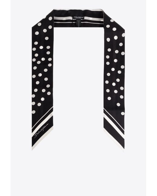 Dolce & Gabbana Black Polka Dot Silk Headscarf