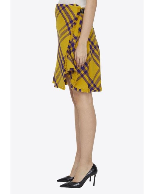Burberry Yellow Check Wool Mini Skirt