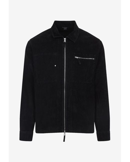 C P Company Black Signature Lens Corduroy Overshirt for men