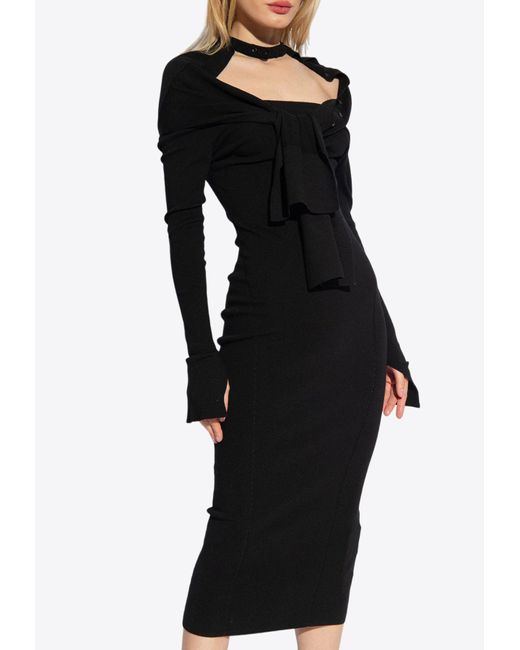 Jacquemus Black Doble Faux Cardigan Midi Dress