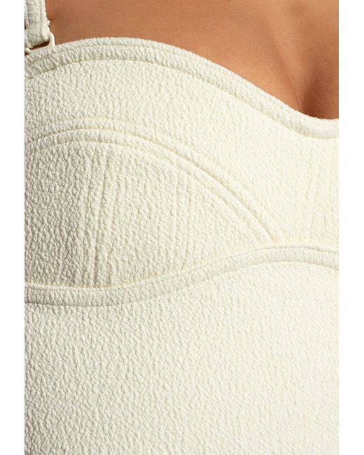 Bottega Veneta White Textured Nylon Bustier Bodysuit