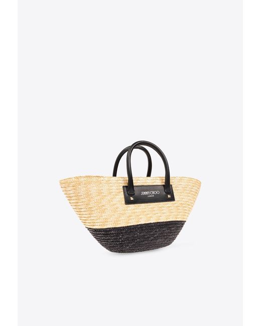 Jimmy Choo White Small Beach Basket Tote Bag
