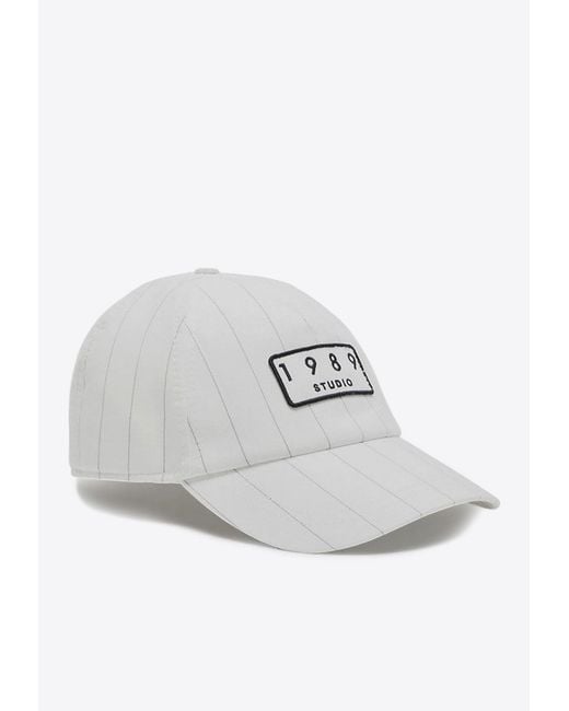 1989 STUDIO White Logo Patch Stripe Baseball Cap for men