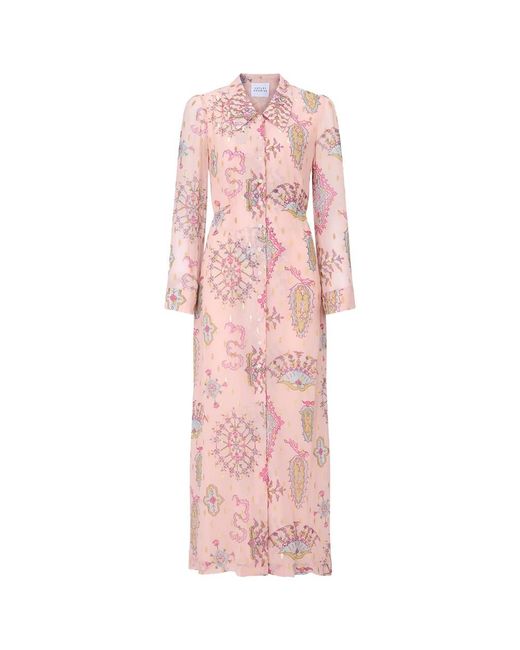 Hayley Menzies Pink Dylan Lurex Maxi Shirt Dress