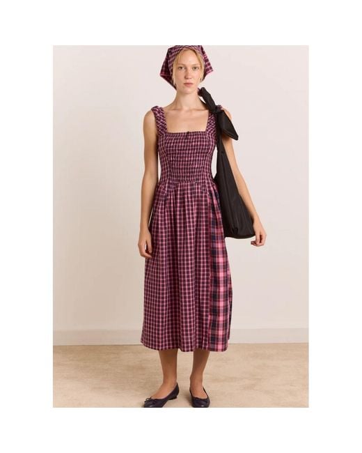 Damson Madder Purple Molly Midi Organic Cotton Dress