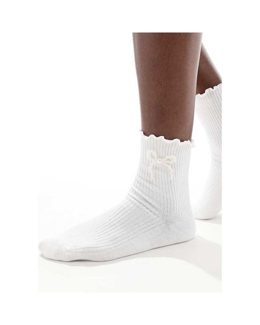 SUI AVA White Pearly Bow Socks