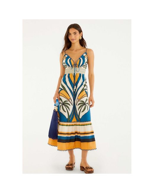 Farm Rio Blue Maxi FARM Rio Graphic Maxi Dress in Blue | Lyst UK