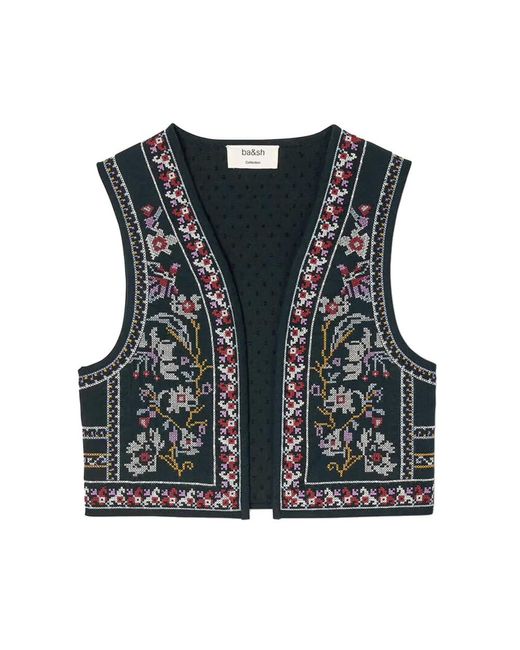 Ba&sh Black Coco Embroidered Waistcoat