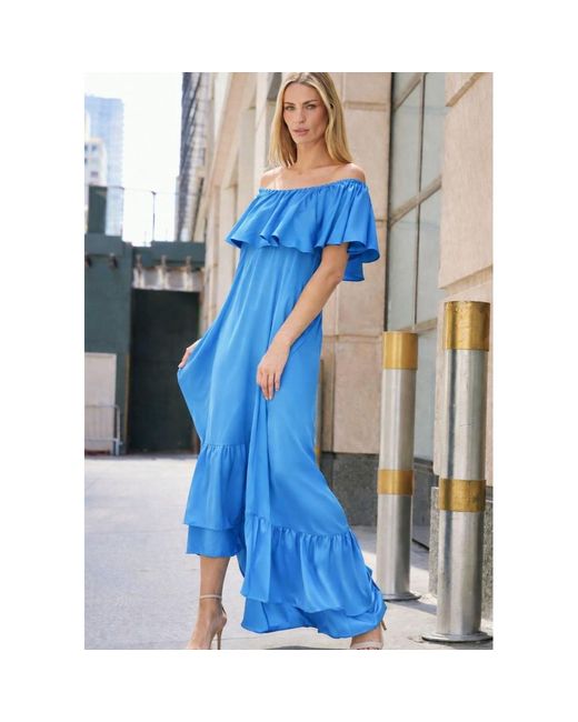 Nouvelle Silk95five Blue Tuileries Convertible Silk Maxi Dress