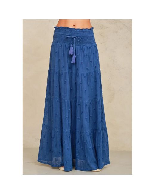 M.A.B.E Blue Frani Cotton Maxi Skirt