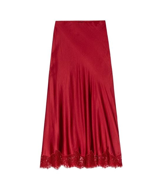Rails Red Ebony Lace Satin Slip Skirt
