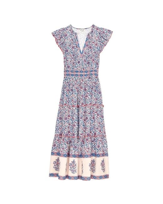 M.A.B.E Purple Della Print Cotton Maxi Dress