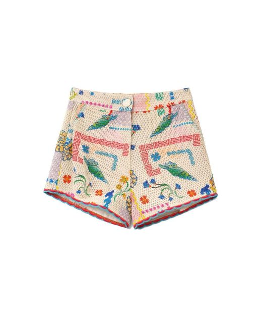 NOIB Multicolor Ziva Crochet Shorts