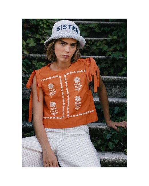 The Tiny Big Sister Black Embroidered Cotton Top