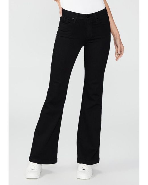 PAIGE Genevieve High Rise Flare Jean in Black | Lyst