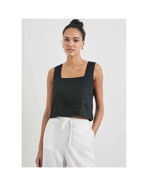 Rails Blue Akira Linen Square Neck Top