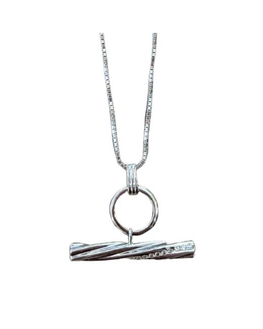 Rachel Jackson White Twisted T Bar Necklace