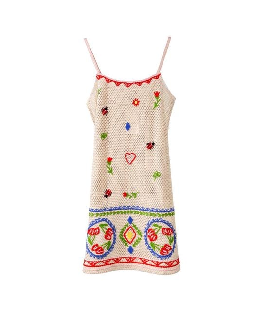 NOIB Multicolor Bardot Mini Crochet Dress