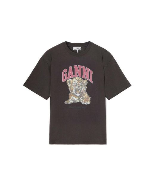 Ganni Black Tiger Caviar Organic Cotton Tee