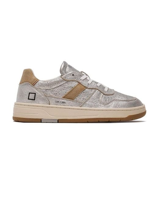 Date Metallic Court 2.0 Low Top Leather Trainers