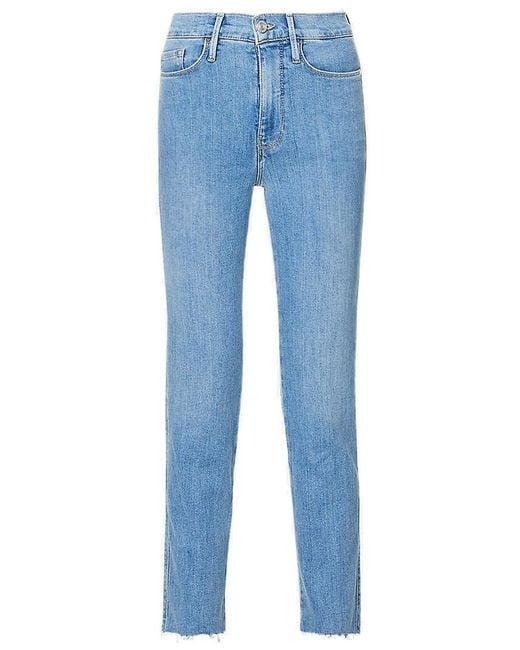 FRAME Le Sylvie Crop High Rise Straight Leg Jeans in Blue | Lyst