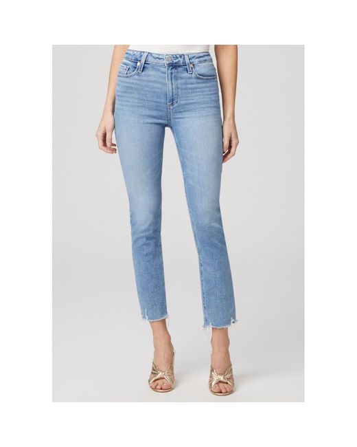 PAIGE Blue Cindy High Rise Crop Raw Hem Jean