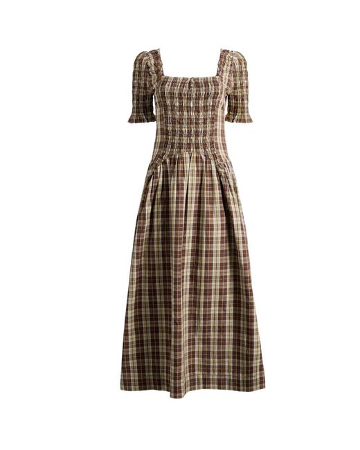 Damson Madder Brown Emmy Shirred Dress