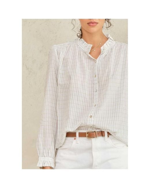 M.A.B.E White A.B.E Chrissie Long Sleeve Cotton Top
